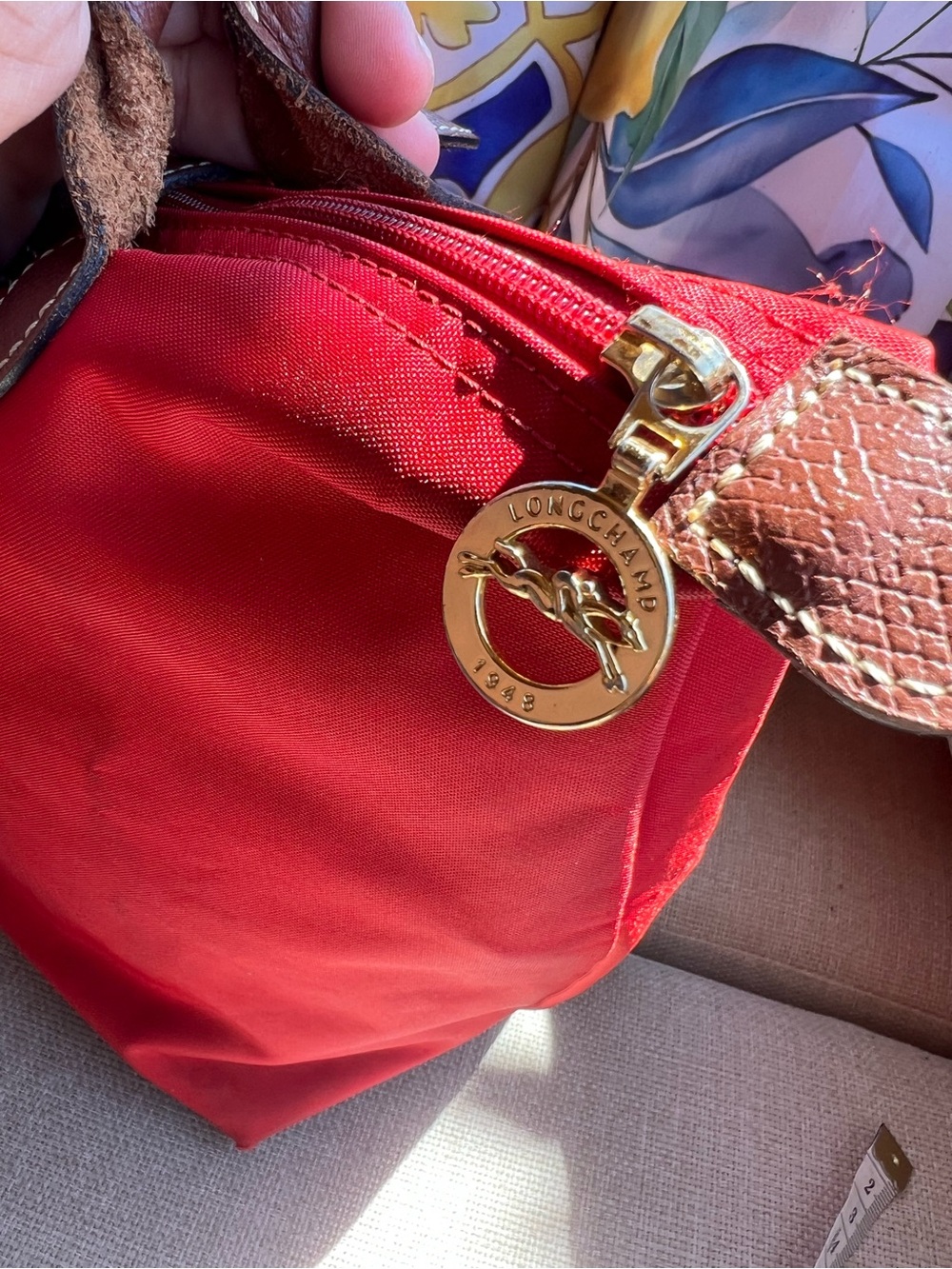 Longchamp Le Pliage Original Medium Shoulder Tote Bag - Red - Picture 8 of 14